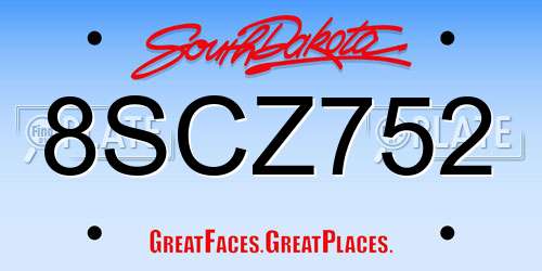 8SCZ752 South Dakota License Plate