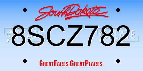 8SCZ782 South Dakota License Plate