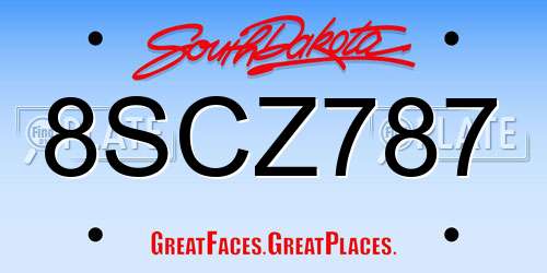 8SCZ787 South Dakota License Plate