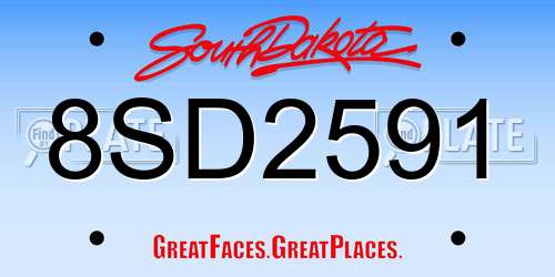8SD2591 South Dakota License Plate