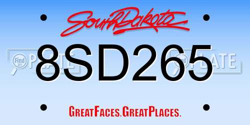 8SD265 South Dakota License Plate
