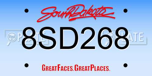 8SD268 South Dakota License Plate