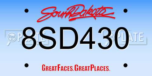 8SD430 South Dakota License Plate