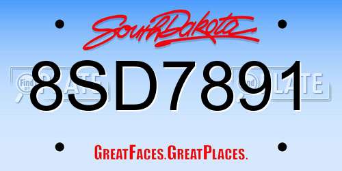 8SD7891 South Dakota License Plate