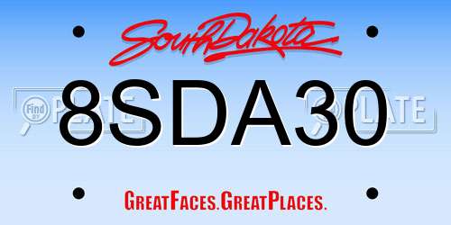 8SDA30 South Dakota License Plate