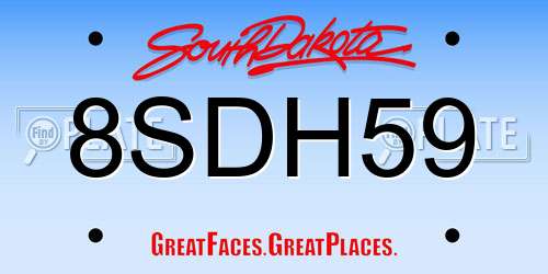 8SDH59 South Dakota License Plate