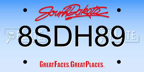 8SDH89 South Dakota License Plate