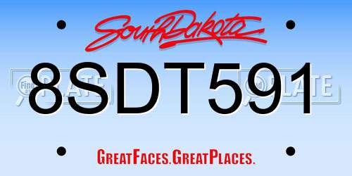 8SDT591 South Dakota License Plate