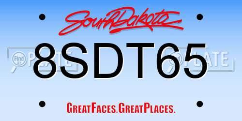 8SDT65 South Dakota License Plate
