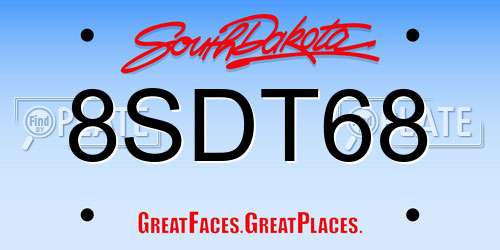 8SDT68 South Dakota License Plate