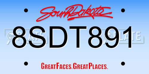 8SDT891 South Dakota License Plate