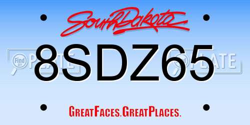 8SDZ65 South Dakota License Plate