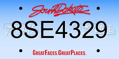 8SE4329 South Dakota License Plate