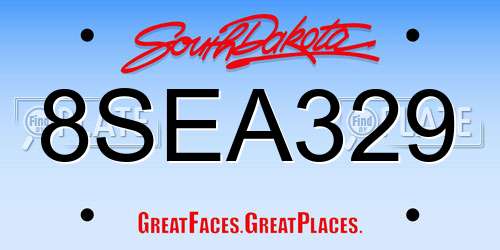 8SEA329 South Dakota License Plate