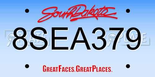 8SEA379 South Dakota License Plate