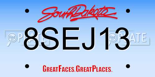 8SEJ13 South Dakota License Plate
