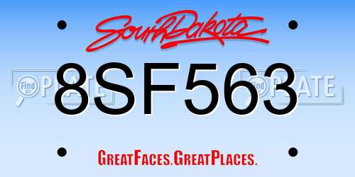 8SF563 South Dakota License Plate