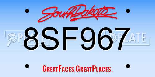 8SF967 South Dakota License Plate