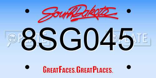 8SG045 South Dakota License Plate