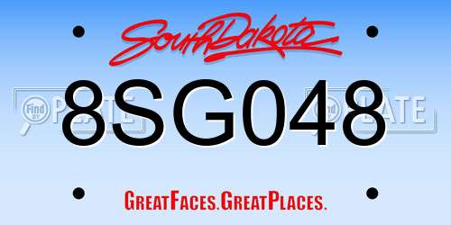 8SG048 South Dakota License Plate
