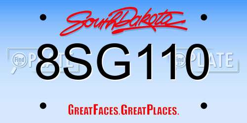 8SG110 South Dakota License Plate