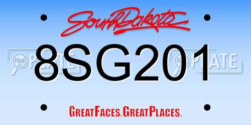 8SG201 South Dakota License Plate