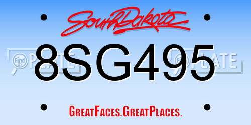 8SG495 South Dakota License Plate