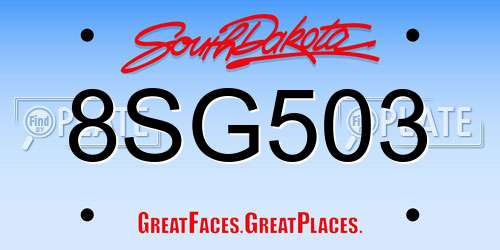 8SG503 South Dakota License Plate