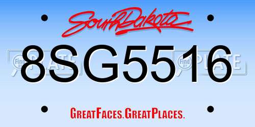 8SG5516 South Dakota License Plate