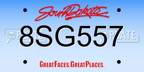 8SG557 South Dakota License Plate