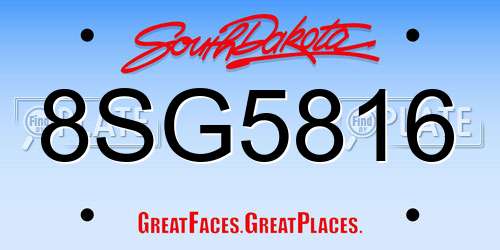 8SG5816 South Dakota License Plate
