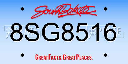 8SG8516 South Dakota License Plate