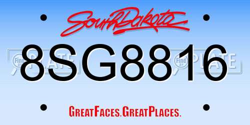 8SG8816 South Dakota License Plate