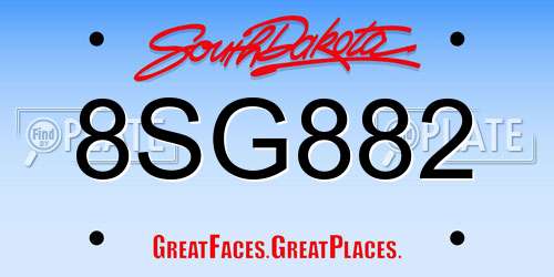 8SG882 South Dakota License Plate
