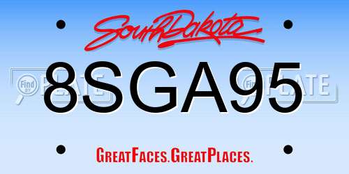 8SGA95 South Dakota License Plate