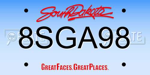 8SGA98 South Dakota License Plate