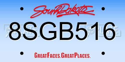 8SGB516 South Dakota License Plate