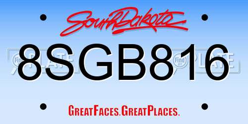 8SGB816 South Dakota License Plate
