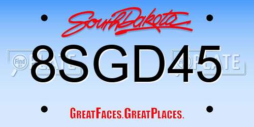 8SGD45 South Dakota License Plate