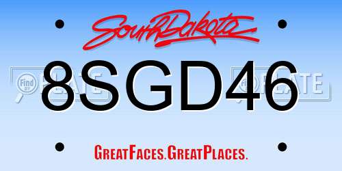 8SGD46 South Dakota License Plate