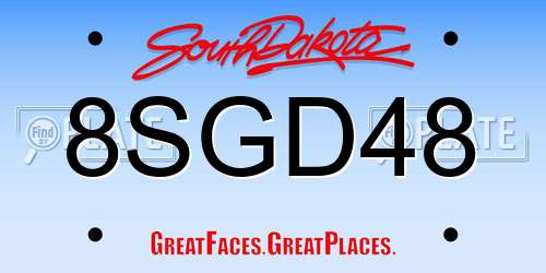 8SGD48 South Dakota License Plate