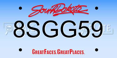 8SGG59 South Dakota License Plate
