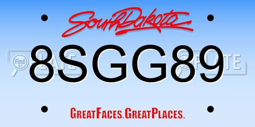 8SGG89 South Dakota License Plate