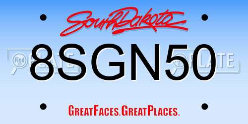8SGN50 South Dakota License Plate