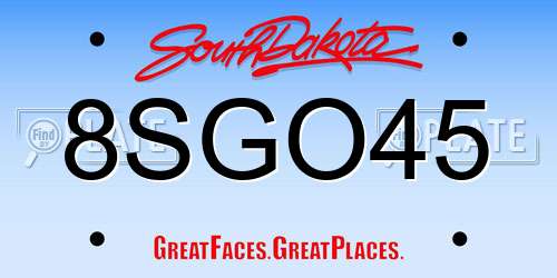 8SGO45 South Dakota License Plate