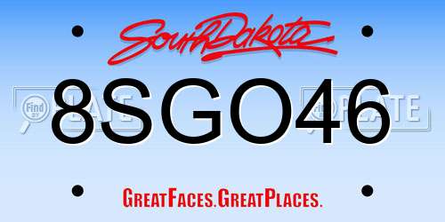 8SGO46 South Dakota License Plate
