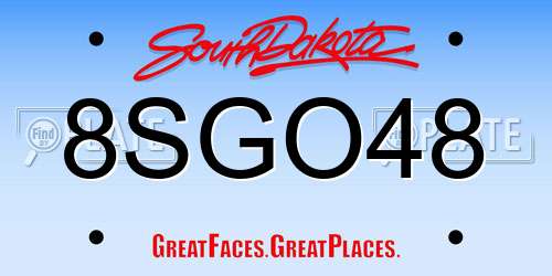 8SGO48 South Dakota License Plate