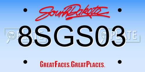 8SGS03 South Dakota License Plate