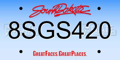 8SGS420 South Dakota License Plate