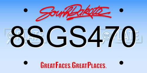 8SGS470 South Dakota License Plate